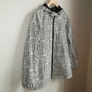 CHILLAX White & Black Herringbone Hooded Raincoat